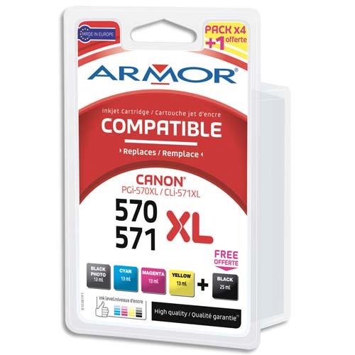 ARMOR Pack 5 comp canon pgi570 cli571xl bpbcmy b10381r1 (dont eco-taxe de 0,10 €)