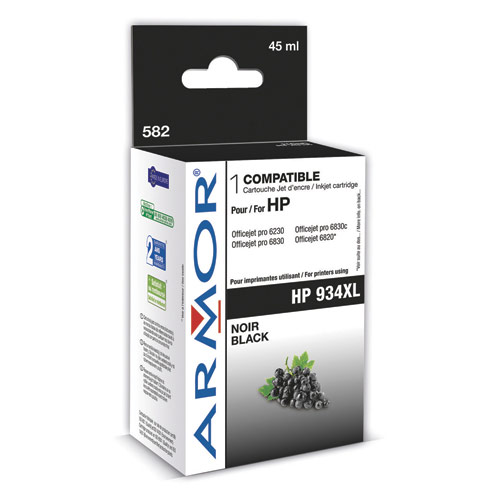 ARMOR Cartouche Jet d'encre reman pour HP 934XL Noir C2P23AE K20590 avec gestion des niveaux d'encre (dont eco-taxe de 0,02 €)