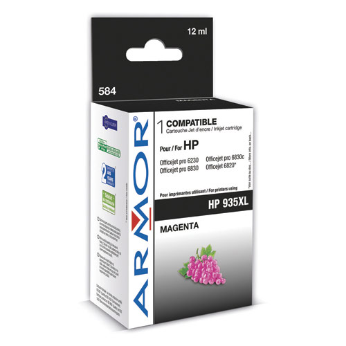 ARMOR Cartouche Jet d'encre reman pour HP 935XL Magenta C2P25AE K20592 avec gestion des niveaux d'encre (dont eco-taxe de 0,02 €)