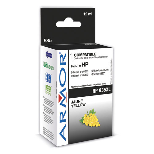 ARMOR Cartouche Jet d'encre reman pour HP 935XL Jaune C2P26AE K20593 avec gestion des niveaux d'encre (dont eco-taxe de 0,02 €)