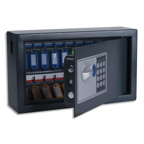 PAVO Armoire à clés électronique Gris foncé, capacité 20 clés - Dimensions : L34,7 x H20,5 x P14,7 cm (dont eco-taxe de 0,38 €)