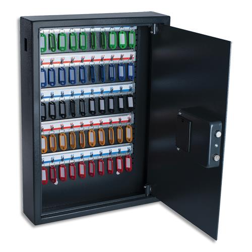 PAVO Armoire à clés électronique Gris foncé, capacité 50 clés - Dimensions : L40 x H56 x P10 cm (dont eco-taxe de 1,75 €)