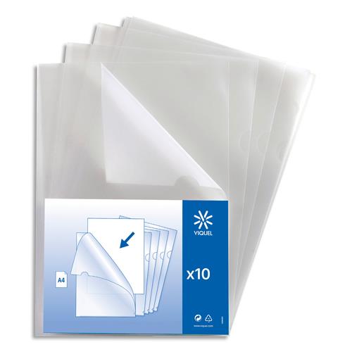 VIQUEL Sachet 10 pochettes coin PP grainé 13/100e. Coloris incolore