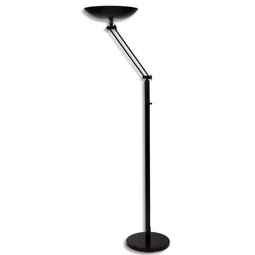 UNILUX Lampadaire à LEDS Varialux Noir articulé - Hauteur 180 cm, Socle D34 cm, vasque D36 x H6 cm (dont eco-taxe de 0,46 €)