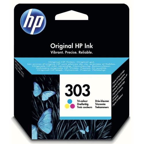 HP 303 Cartouche d'Encre Trois Couleurs Authentique (T6N01AE) (dont eco-taxe de 0,02 €)
