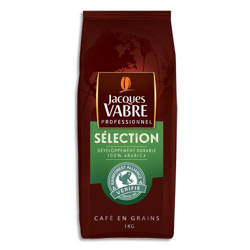 JACQUES VABRE Paquet d'1Kg de café en grains Sélection, Arabica, Rainforest alliance