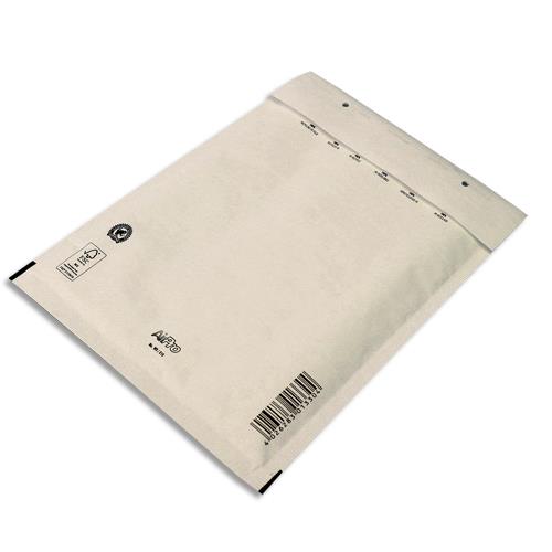 AIRPRO Boîte de 100 pochettes à bulles d'air en Kraft Blanc, fermeture auto-adhésive, Format 22 x 26,5 cm