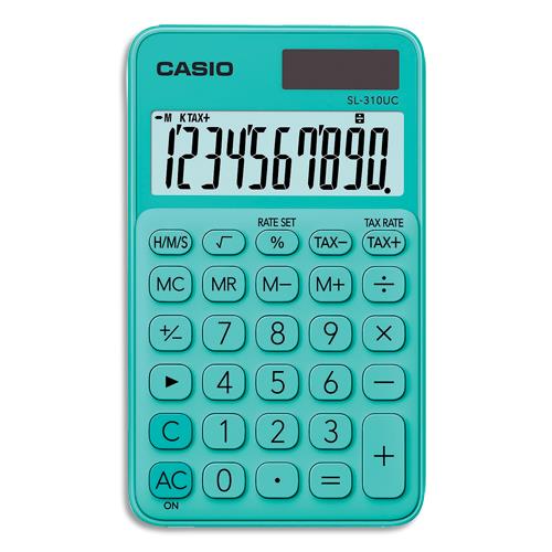CASIO Calculatrice de poche 10 chiffres Verte SL-310UC-GN-S-EC (dont eco-taxe de 0,01 €)