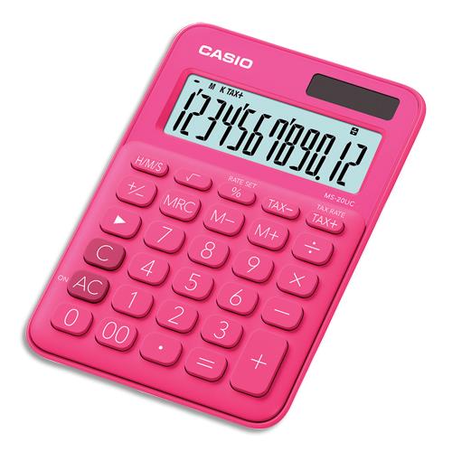 CASIO Calculatrice de bureau 12 chiffres Rouge/Rose (Fuchsia) MS-20UC-RD-S-EC (dont eco-taxe de 0,02 €)