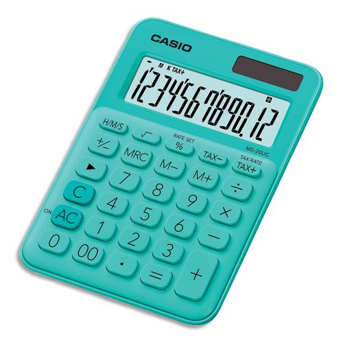 CASIO Calculatrice de bureau 12 chiffres Verte MS-20UC-GN-S-EC (dont eco-taxe de 0,02 €)