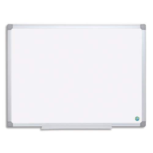 BI-OFFICE Tableau Blanc Earth acier laquée, magnétique, cadre aluminium, porte-stylos Format L120xH90 cm (dont eco-taxe mobilier de 0,38 €)