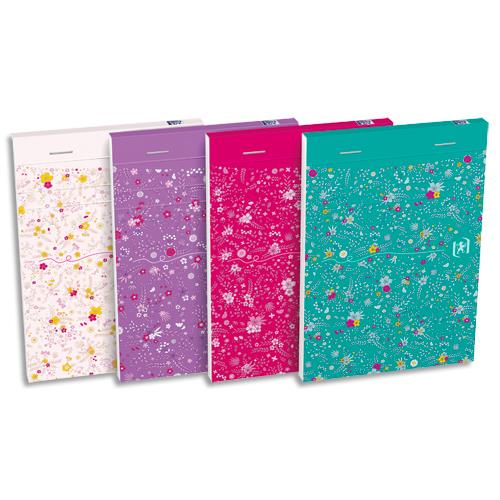 OXFORD Bloc carte Flowers agrafe A6 160 pages 90g Ligné