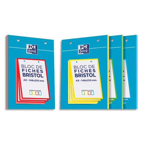 OXFORD Bloc de 30 feuilles BRISTOL perforées 14,8 x 21 cm 210g 5x5 assortis