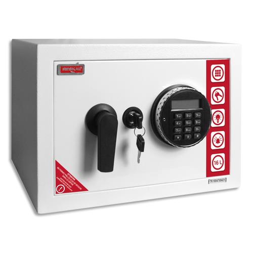 RESKAL Coffre de sécurité SE2 Premium 16,5 litres Blanc, serrure électronique - Dim : L35 x H25 x P25 cm (dont eco-taxe de 1,67 €)