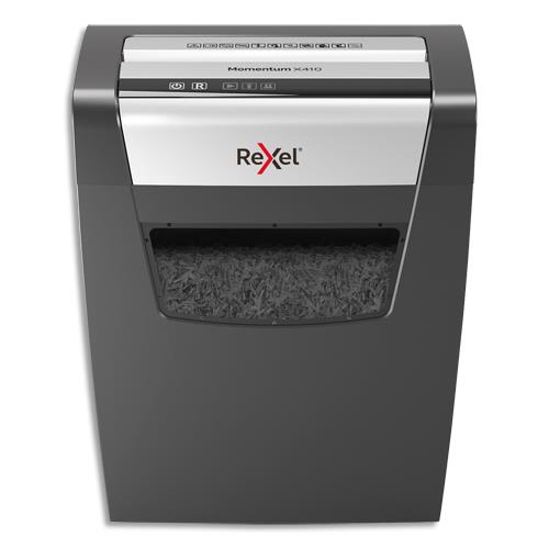 REXEL Destructeur de documents Momentum X410 P-4, coupe croisée, 4x28mm, 10 feuilles, 23 litres 2104571EU (dont eco-taxe de 1,00 €)