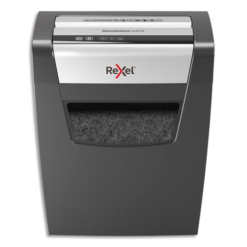 REXEL Destructeur de documents Momentum X312 P-3, coupe croisée, 5x42mm, 12 feuilles, 23 litres 2104572EU (dont eco-taxe de 1,00 €)