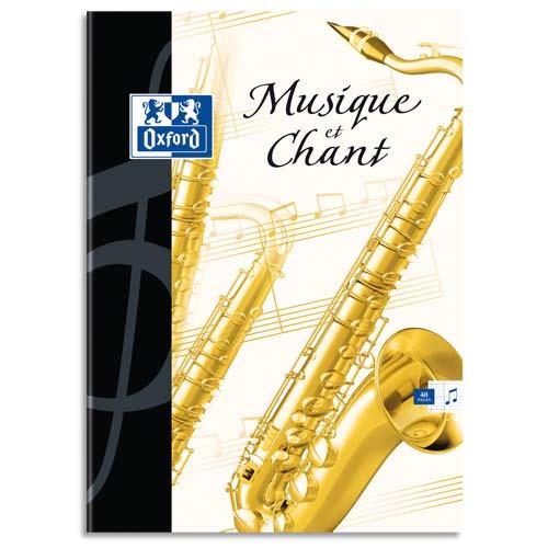 OXFORD Cahier de musique piqûre 24 pages grands carreaux Seyès+24 pages portées 21x29,7cm. Couv carte