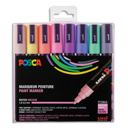POSCA Set de 8 Markers Pointe conique moyenne assortis
