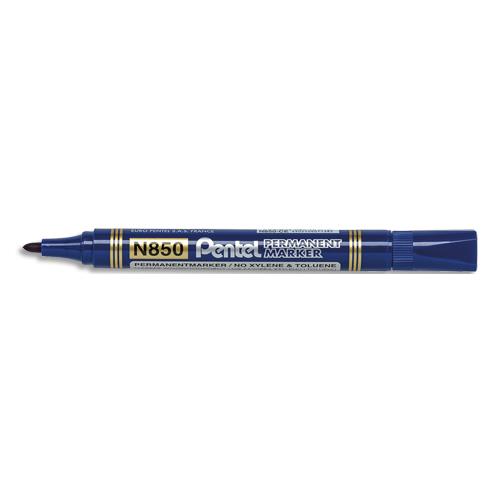 PENTEL Marqueur permanent N850 Pointe ogive, encre indélébile à base alcool. Bleu