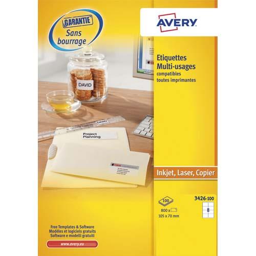 AVERY Boîte de 800 étiquettes Blanches multi usages 105 x 70 mm 3426-100