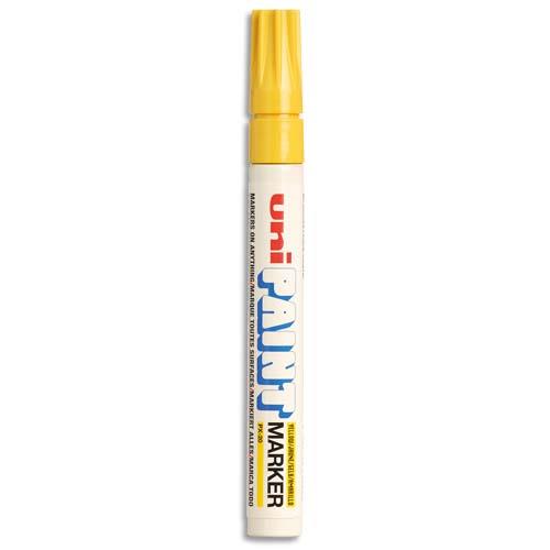 UNI-BALL Marqueur peinture à base d'huile indélébile pte moy ogive corps métal coloris Jaune UNI PAINT