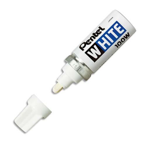 PENTEL Marqueur peinture pointe en fibre ogive large corps métal coloris Blanc WHITE 100W