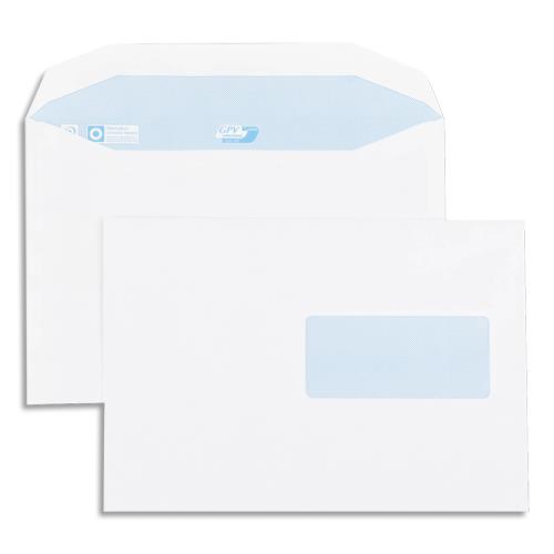 GPV Boîte de 500 enveloppes 162x229mm Blanches fenêtre 45x100 80g
