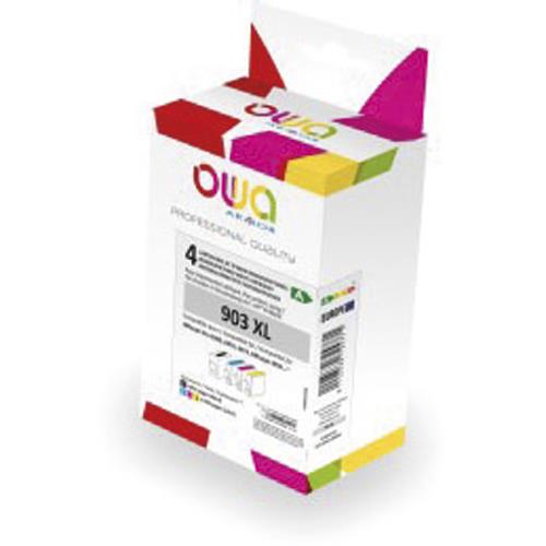 OWA Pack de 4 cartouches compatibles Jet d'encre Noir+couleurs Cyan,Magenta,Jaune HP 903XL K10451OW