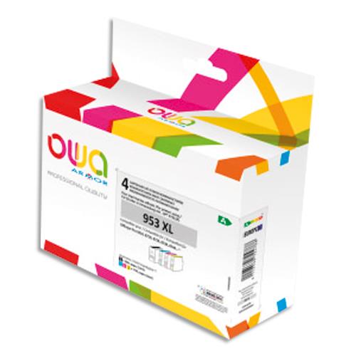OWA Pack de 4 cartouches compatibles Jet d'encre Noir, Cyan, Magenta, Jaune HP 953XL K10452OW