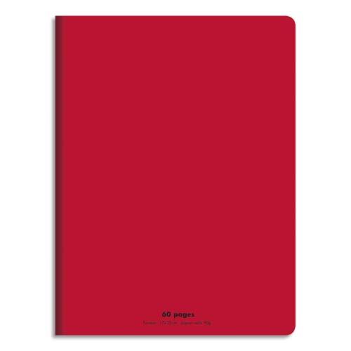 CONQUERANT C9 Cahier piqûre 17x22cm 60 pages 90g grands carreaux Seyès. Couverture polypropylène Rouge
