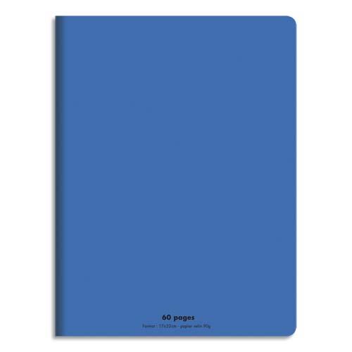 CONQUERANT C9 Cahier piqûre 17x22cm 60 pages 90g grands carreaux Seyès. Couverture polypropylène Bleu