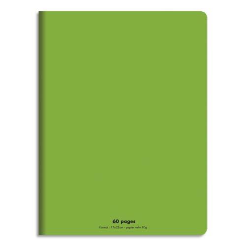 CONQUERANT C9 Cahier piqûre 17x22cm 60 pages 90g grands carreaux Seyès. Couverture polypropylène Vert