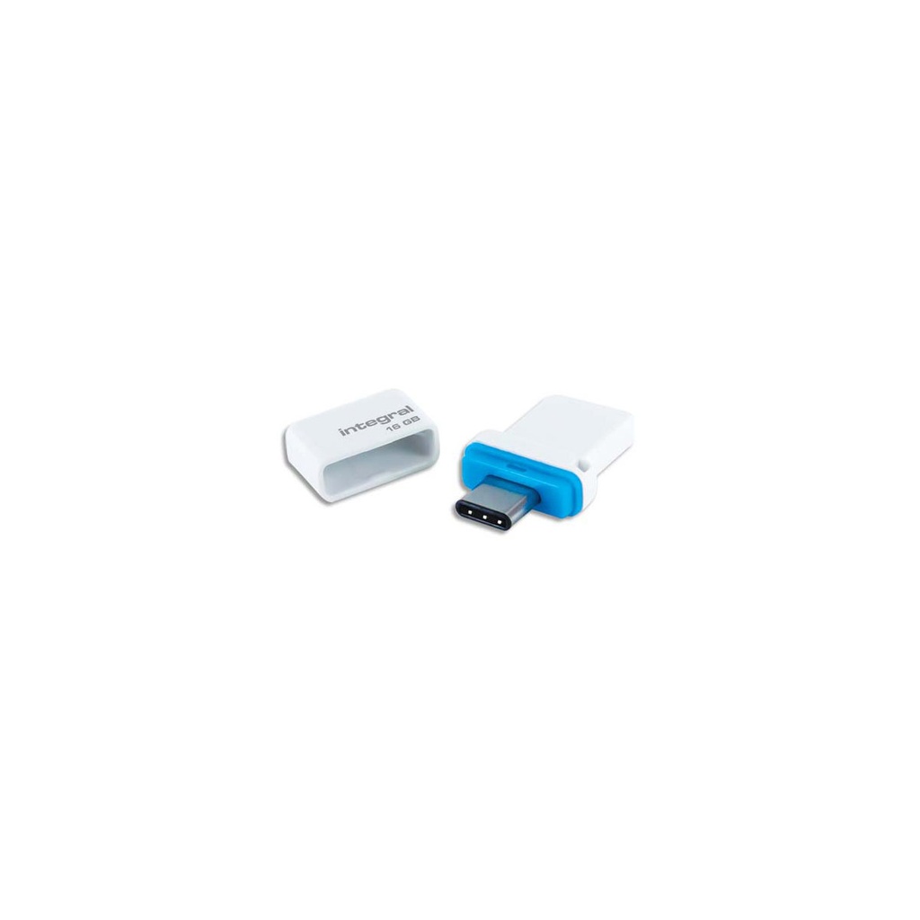 INTEGRAL Clé USB3.0 Bleu 16Go Dual Fusion double connectique Type-C INFD16GBFUSDUAL3.0-C (dont eco-taxe de 0,01 €) (dont taxe copie privée de 1,50 €)