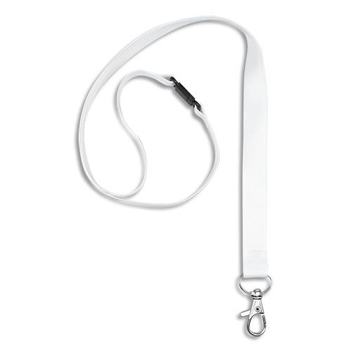 AVERY Boîte de 10 tours de cou avec mousqueton et clip de sécurité. Longueur 44 x largeur 1,5 cm. Blanc