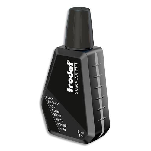 TRODAT Encre à tampon sans huile pour recharger tampons encreurs. Flacon de 28ml Noir