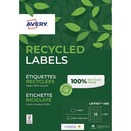 AVERY Boîte de 1800 étiquettes adresse Laser recyclées Blanc 63.5X46.6mm