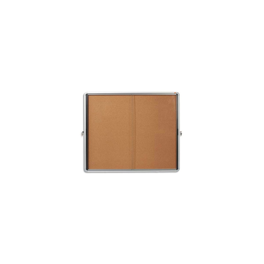NOBO Vitrine d'affichage en liège porte coulissante Premium Plus, fermeture à clé, capacité 15 flles, A4 (dont eco-taxe mobilier de 2,74 €)