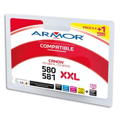 ARMOR Pack de 5 cartouches compatibles Canon PGI580 CLI581XXL bpbcmy B10491R1 (dont eco-taxe de 0,10 €)