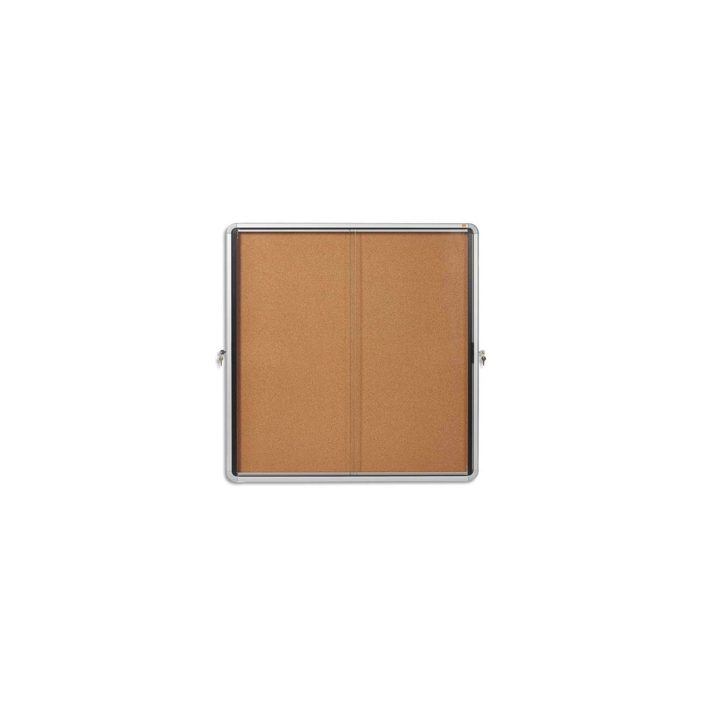 NOBO Vitrine d'affichage en liège porte coulissante Premium Plus, fermeture à clé, capacité 12 flles, A4 (dont eco-taxe mobilier de 2,32 €)