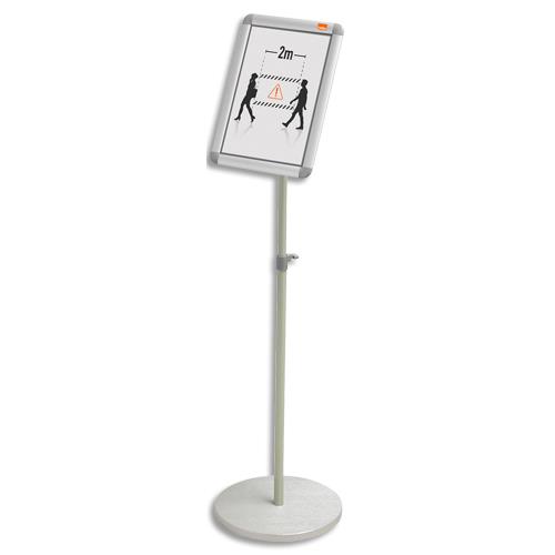 NOBO Présentoir sur pied pour porte-affiche clipsable, aluminium, A4 (dont eco-taxe mobilier de 0,32 €)