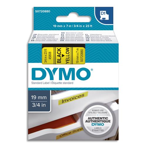 DYMO Ruban D1 Noir/Jaune 19MMX7M pour 1000/1000+/2000/3500/4500/5000/5529