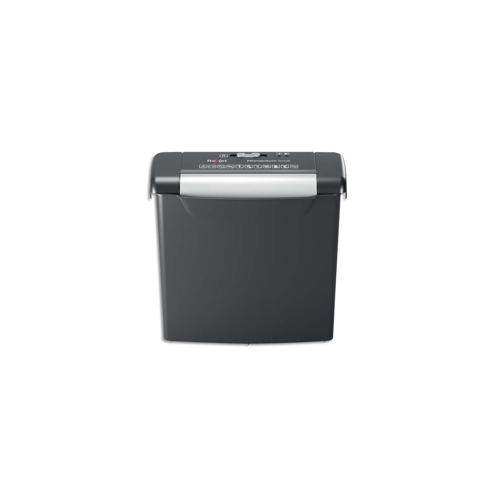 REXEL Destructeur de documents Momentum S206 P-2, coupe droite, 6mm, 6 feuilles, 9 litres, 2104568EU (dont eco-taxe de 0,21 €)