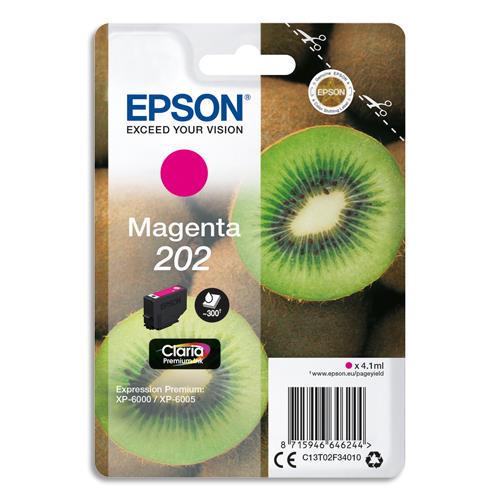 EPSON Cartouche Jet d'Encre Claria Premium Magenta ''Kiwi'' 202 (T02F3) - C13T02F34010 (dont eco-taxe de 0,01 €)