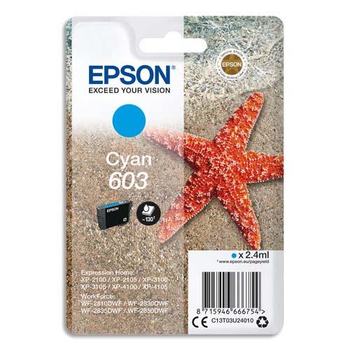 EPSON Cartouche Jet d'Encre Cyan ''Etoile de Mer'' 603 (T03U2) - C13T03U24010 (dont eco-taxe de 0,01 €)
