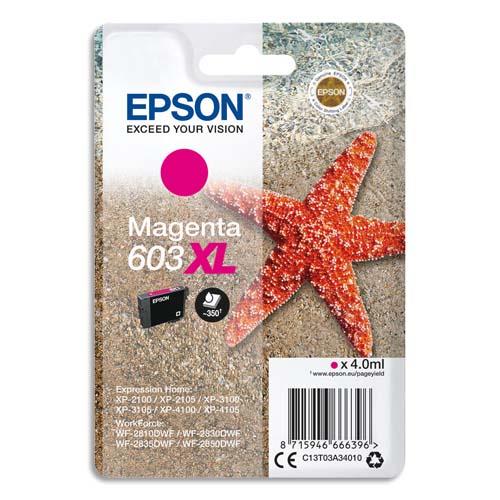 EPSON Cartouche Jet d'Encre Magenta XL ''Etoile de Mer'' 603 (T03A3) - C13T03A34010 (dont eco-taxe de 0,01 €)