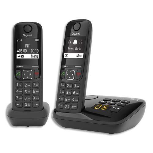 GIGASET Téléphone sans fil AS690A avec répondeur Duo Noir AS690ADuoNoir (dont eco-taxe de 0,08 €)