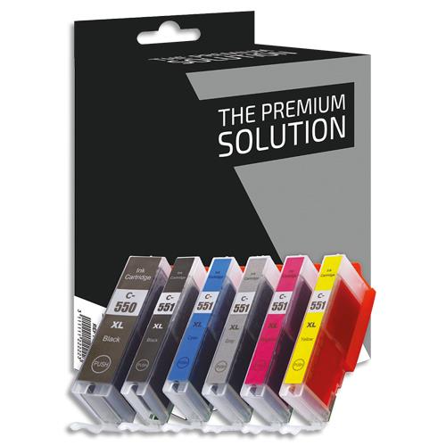PSN P/4 Cartouche compatible jet d'encre NCMJ photo Canon PGI-550B XL / CLI-551 XL, B8C550XL/551XLB/CL (dont eco-taxe de 0,10 €)