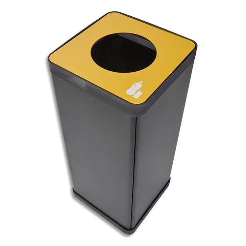 ALBA Poubelle de tri sélectif 50L en acier et ABS Jaune, pour déchets plastique - Dim. L31 x H73 x P31 cm (dont eco-taxe mobilier de 0,91 €)