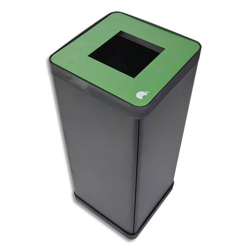 ALBA Poubelle de tri sélectif 50L en acier et ABS Vert, pour déchets alimentaires, Dim L31 x H73 x P31 cm (dont eco-taxe mobilier de 0,91 €)