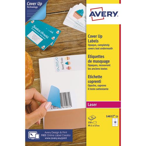 AVERY Boîte de 250 étiquettes de masquage 99,1 x 57mm L4612-25